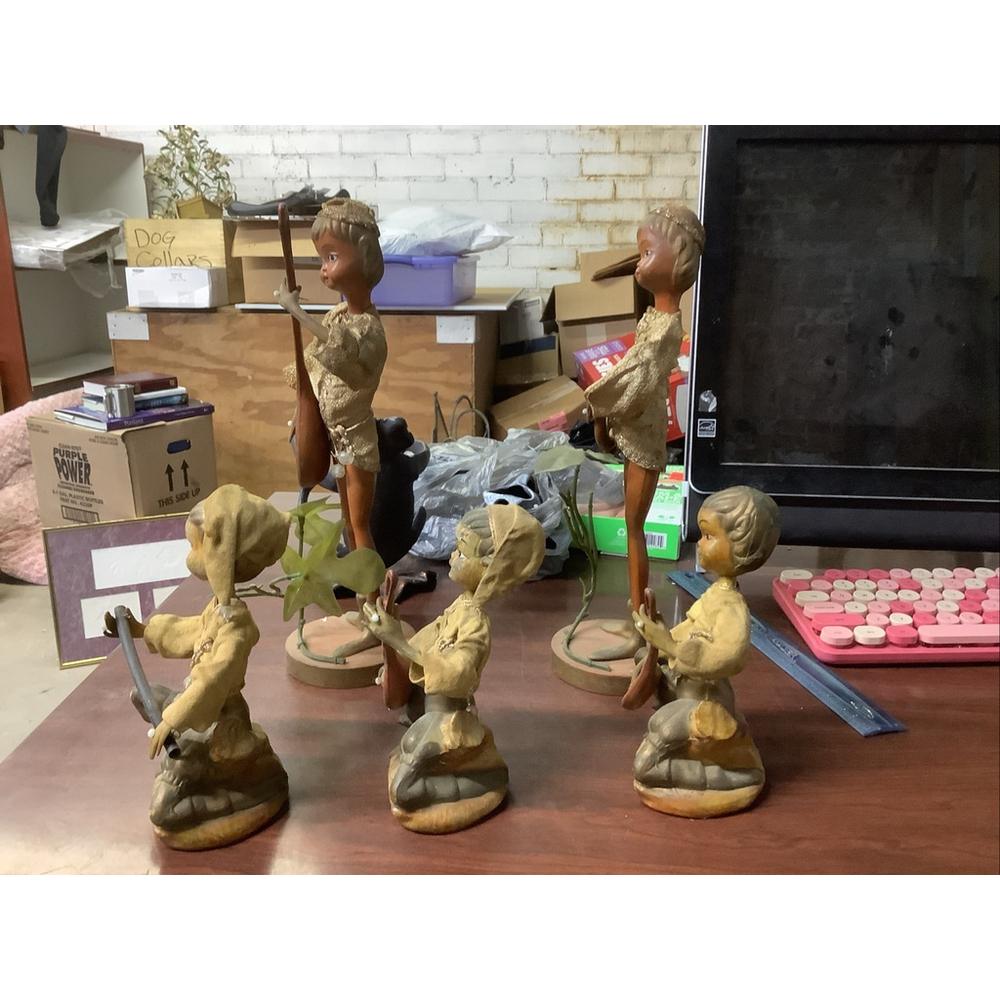 Vintage 1960's Tilso Pixie Elf Set of 5 Decorations Made in Hong Kong - Picture 5 of 11